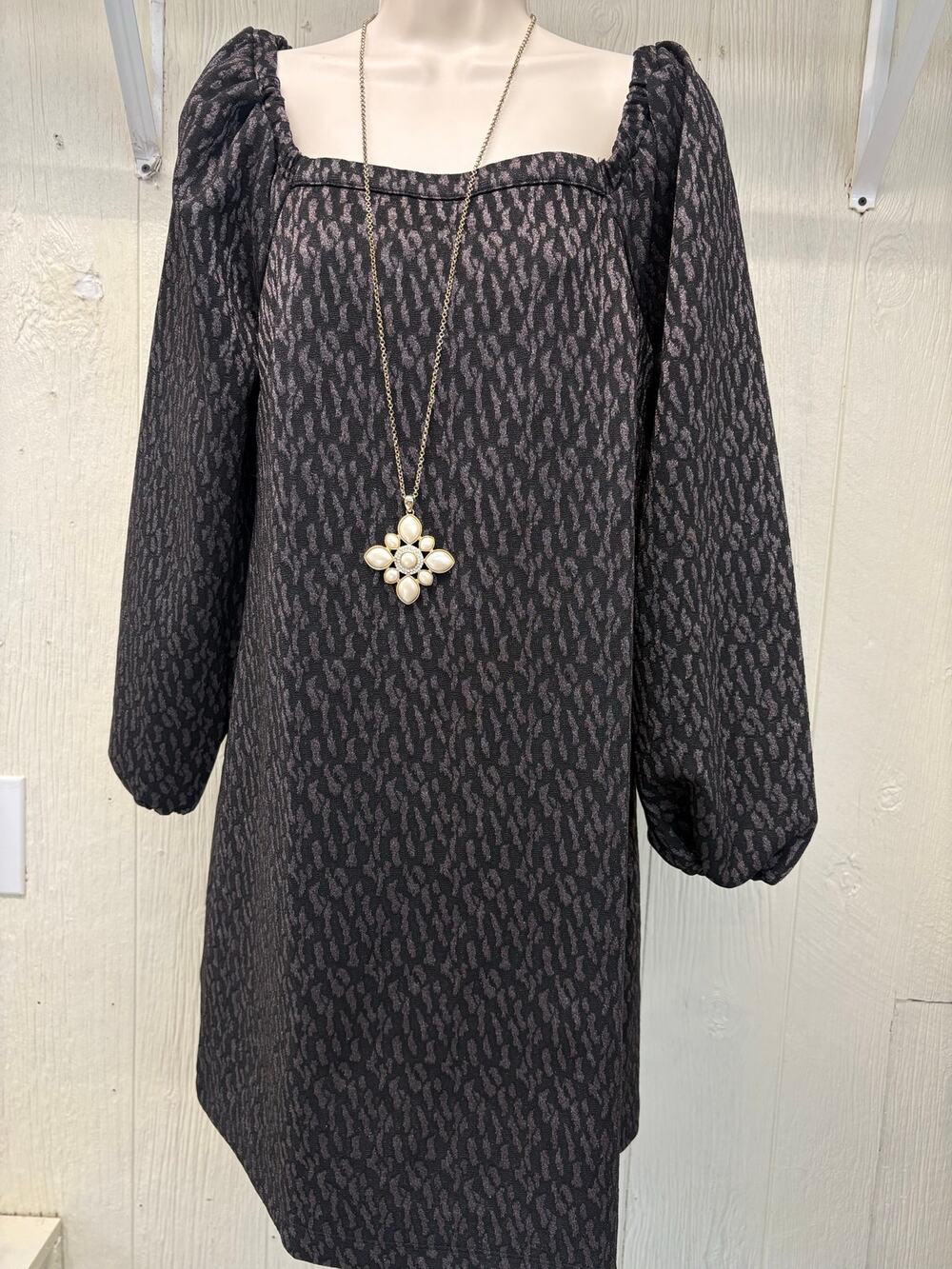 NEW! Ann Taylor Loft Pewter and Grey Babydoll Dress - Medium